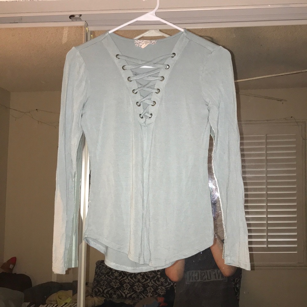 Long sleeve crisscross blouse